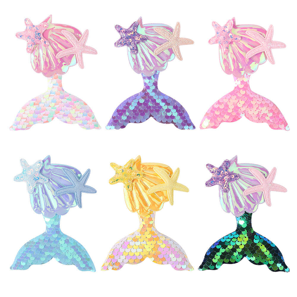 Wholesale Cartoon Mermaid Sequin Cloth Hair Clips